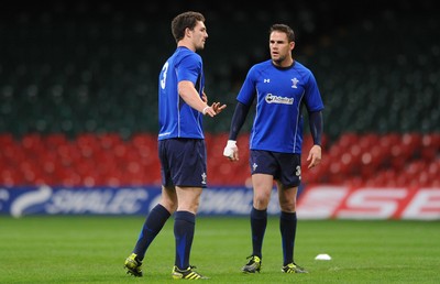 12.11.10 - Wales Rugby Training - George North and Lee Byrne during training. 