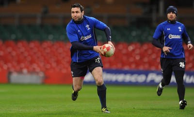 12.11.10 - Wales Rugby Training - Stephen Jones during training. 