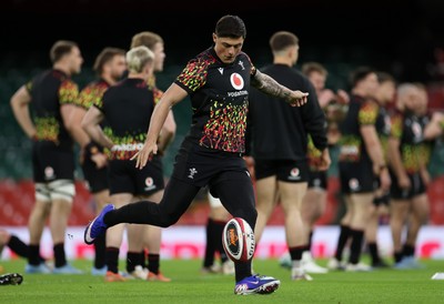 130326 - Wales Rugby Captains Run ahead of their last Six Nations game against Italy - Louis Rees-Zammit during training