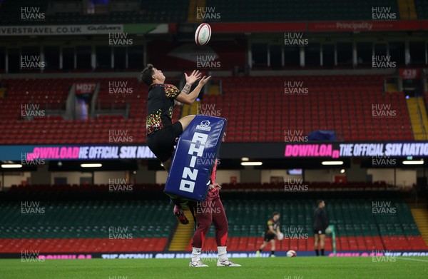 141125 - Wales Rugby Captains Run ahead of their game against Japan - Louis Rees-Zammit during training