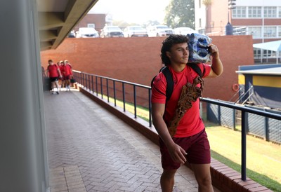 170726 - Wales Rugby Captains Run in Durban ahead of their Nations Championship game against South Africa tomorrow - Kane James with the love spoon