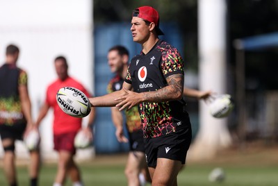 170726 - Wales Rugby Captains Run in Durban ahead of their Nations Championship game against South Africa tomorrow - Louis Rees-Zammit during training