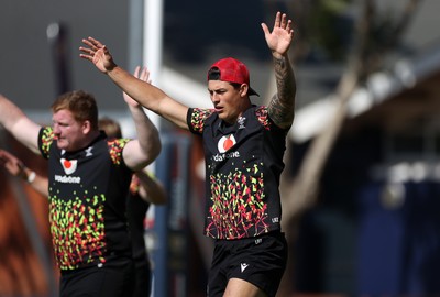 170726 - Wales Rugby Captains Run in Durban ahead of their Nations Championship game against South Africa tomorrow - Louis Rees-Zammit during training