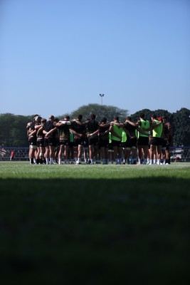 170726 - Wales Rugby Captains Run in Durban ahead of their Nations Championship game against South Africa tomorrow - Wales team huddle