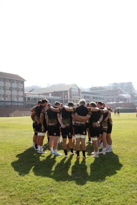 170726 - Wales Rugby Captains Run in Durban ahead of their Nations Championship game against South Africa tomorrow - Wales team huddle