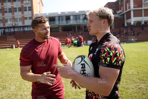 170726 - Wales Rugby Captains Run in Durban ahead of their Nations Championship game against South Africa tomorrow - Leigh Halfpenny, Kicking Coach and Blair Murray