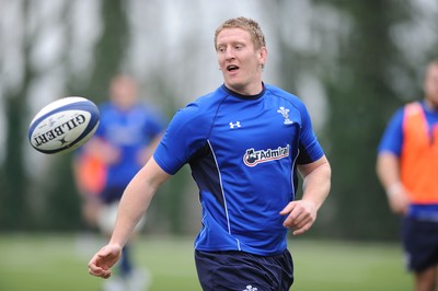 18.03.11 - Wales Rugby Captains Run - Bradley Davies during training. 