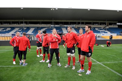 18.06.10 - Wales Rugby Captains Run - John Yapp, Deiniol Jones, Tom Prydie and Jamie Roberts during a visit to Carisbrook, Dunedin. 
