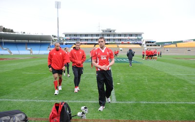 18.06.10 - Wales Rugby Captains Run - Gavin Thomas, Andrew Bishop and Lee Byrne during a visit to Carisbrook, Dunedin. 