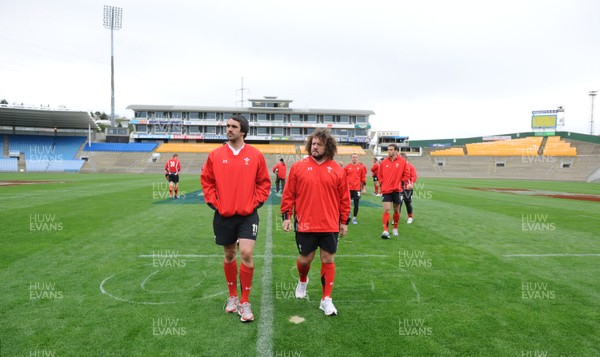 18.06.10 - Wales Rugby Captains Run - Jonathan Thomas and Adam Jones during a visit to Carisbrook, Dunedin. 