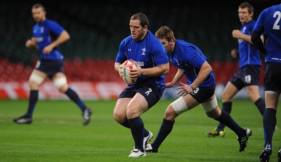 18.11.10 - Wales Rugby Training - Paul James during training. 