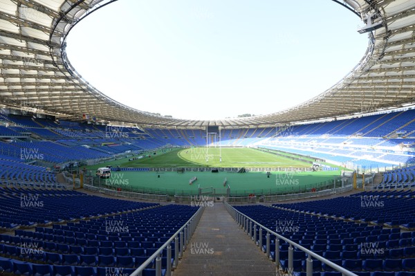 200315 - Wales Rugby Training -A general view of Stadio Olympico, Rome