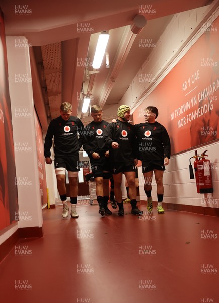211125 - Wales Rugby Captains Run ahead of the New Zealand game tomorrow - Taine Plumtree, Alex Mann, Harri Deaves and Dan Edwards