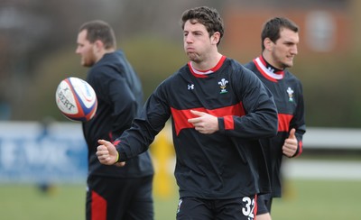 240212 - Wales Rugby Captains Run -Alex Cuthbert during training