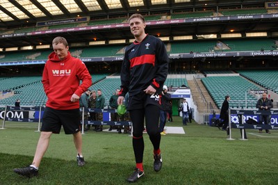 240212 - Wales Rugby Captains Run -Rhys Priestland walks out for kicking training