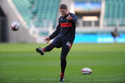 240212 - Wales Rugby Captains Run -Rhys Priestland during kicking training