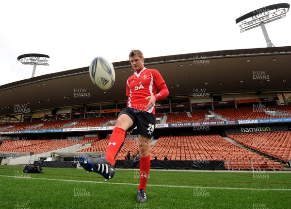 25.06.10 - Wales Rugby Captains Run - Dan Biggar kicks at Waikato Stadium. 