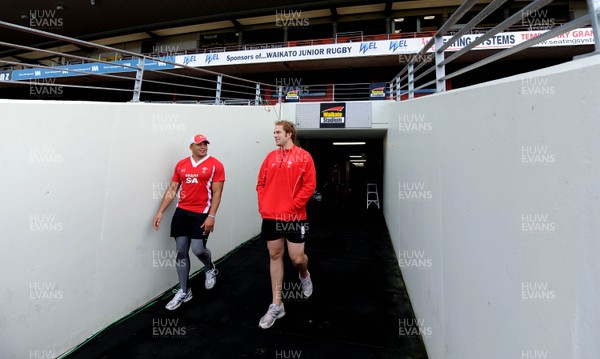 25.06.10 - Wales Rugby Captains Run - Gavin Thomas and Alun Wyn Jones arrive at Waikato Stadium. 