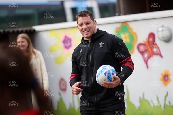 041023 - Picture shows the Wales Rugby Team visiting IME Le Rondo Croix Rouge in Versailles, a school for children with disabilities - Ryan Elias