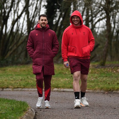 260126 - Wales Rugby First Day in Camp - Tomos Williams and Aaron Wainwright