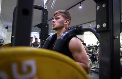 080725 - Wales Rugby Gym Session in the final week of their tour to Japan - Alex Mann