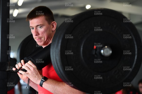 120722 - Wales Rugby Gym Session - Adam Beard during a weights session