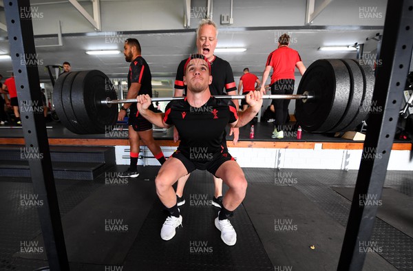 120722 - Wales Rugby Gym Session - Kieran Hardy and Paul Stridgeon during a weights session