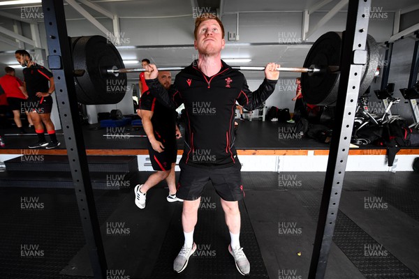 120722 - Wales Rugby Gym Session - Rhys Patchell during a weights session