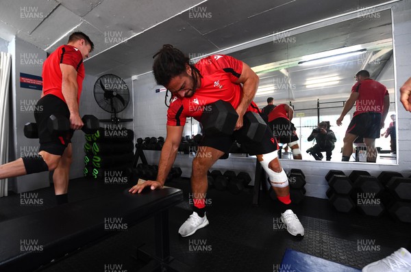 120722 - Wales Rugby Gym Session - Josh Navidi during a weights session