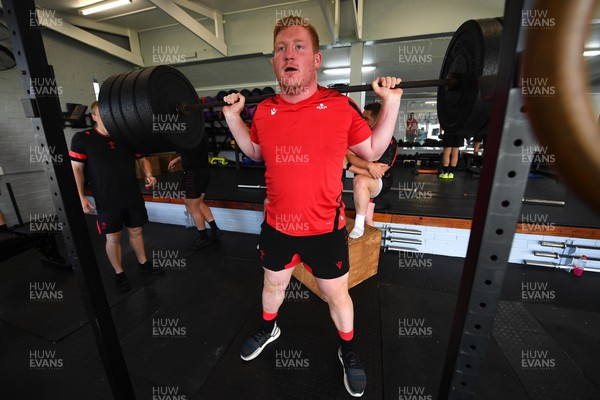120722 - Wales Rugby Gym Session - Rhys Carre during a weights session