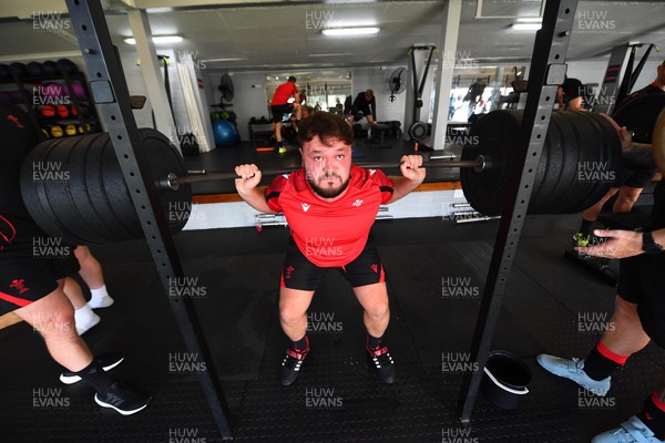 120722 - Wales Rugby Gym Session - Harri O’Connor during a weights session