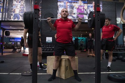 270622 - Wales Rugby Training - Dillon Lewis during a weights session