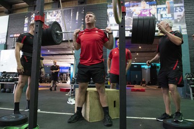 270622 - Wales Rugby Training - Dewi Lake during a weights session