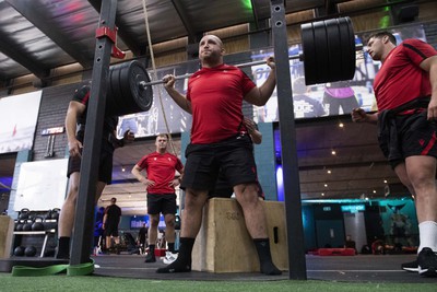 270622 - Wales Rugby Training - Dillon Lewis during a weights session