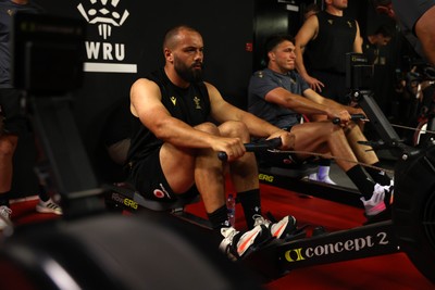 130625 - Picture shows the Welsh Rugby team during extreme heat training, where the air temperature was 388 degrees celsius and 857 humidity - Josh Macleod during training
