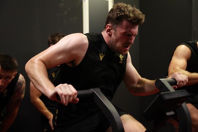 130625 - Picture shows the Welsh Rugby team during extreme heat training, where the air temperature was 388 degrees celsius and 857 humidity - James Ratti during training