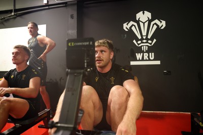 130625 - Picture shows the Welsh Rugby team during extreme heat training, where the air temperature was 388 degrees celsius and 857 humidity - Aaron Wainwright during training