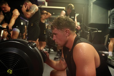 130625 - Picture shows the Welsh Rugby team during extreme heat training, where the air temperature was 388 degrees celsius and 857 humidity - Macs Page during training