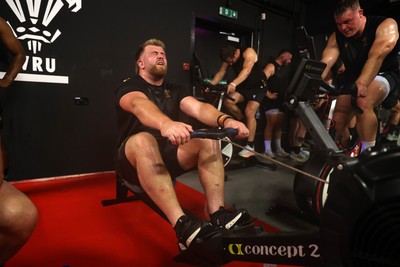 130625 - Picture shows the Welsh Rugby team during extreme heat training, where the air temperature was 388 degrees celsius and 857 humidity - Garyn Phillips during training