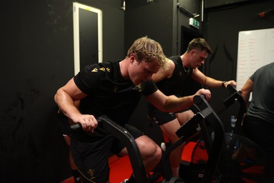 130625 - Picture shows the Welsh Rugby team during extreme heat training, where the air temperature was 388 degrees celsius and 857 humidity - Blair Murray during training