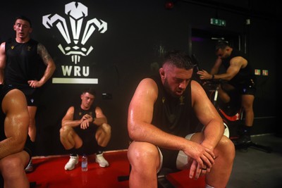 130625 - Picture shows the Welsh Rugby team during extreme heat training, where the air temperature was 388 degrees celsius and 857 humidity - Gareth Thomas during training