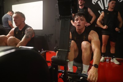130625 - Picture shows the Welsh Rugby team during extreme heat training, where the air temperature was 388 degrees celsius and 857 humidity - Dan Edwards during training
