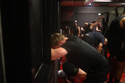 130625 - Picture shows the Welsh Rugby team during extreme heat training, where the air temperature was 388 degrees celsius and 857 humidity - Blair Murray during training