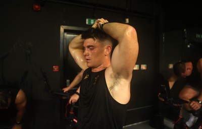 130625 - Picture shows the Welsh Rugby team during extreme heat training, where the air temperature was 388 degrees celsius and 857 humidity - Reuben Morgan-Williams during training