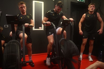 130625 - Picture shows the Welsh Rugby team during extreme heat training, where the air temperature was 388 degrees celsius and 857 humidity - Johnny Williams during training