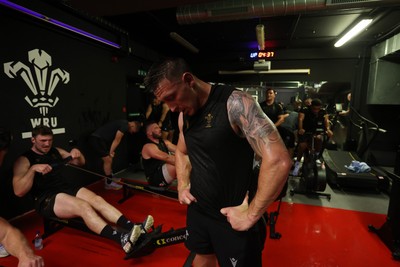 130625 - Picture shows the Welsh Rugby team during extreme heat training, where the air temperature was 388 degrees celsius and 857 humidity - Josh Adams during training