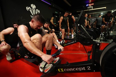 130625 - Picture shows the Welsh Rugby team during extreme heat training, where the air temperature was 388 degrees celsius and 857 humidity - Josh Adams during training