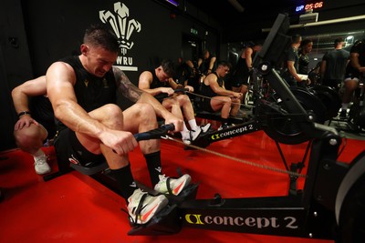 130625 - Picture shows the Welsh Rugby team during extreme heat training, where the air temperature was 388 degrees celsius and 857 humidity - Josh Adams during training