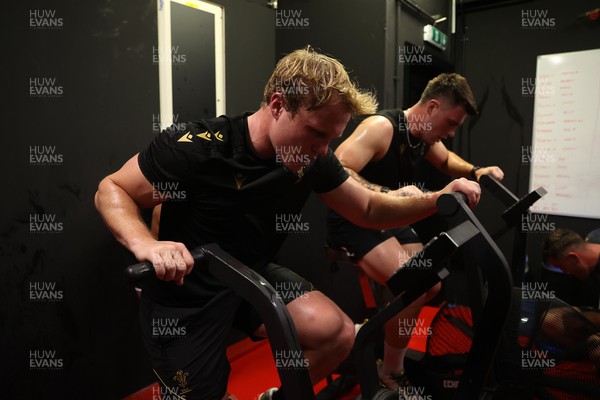 130625 - Picture shows the Welsh Rugby team during extreme heat training, where the air temperature was 388 degrees celsius and 857 humidity - Blair Murray during training