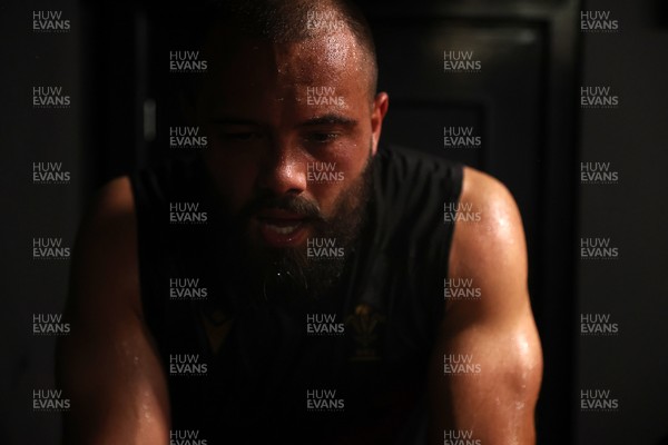 130625 - Picture shows the Welsh Rugby team during extreme heat training, where the air temperature was 388 degrees celsius and 857 humidity - Josh Macleod during training